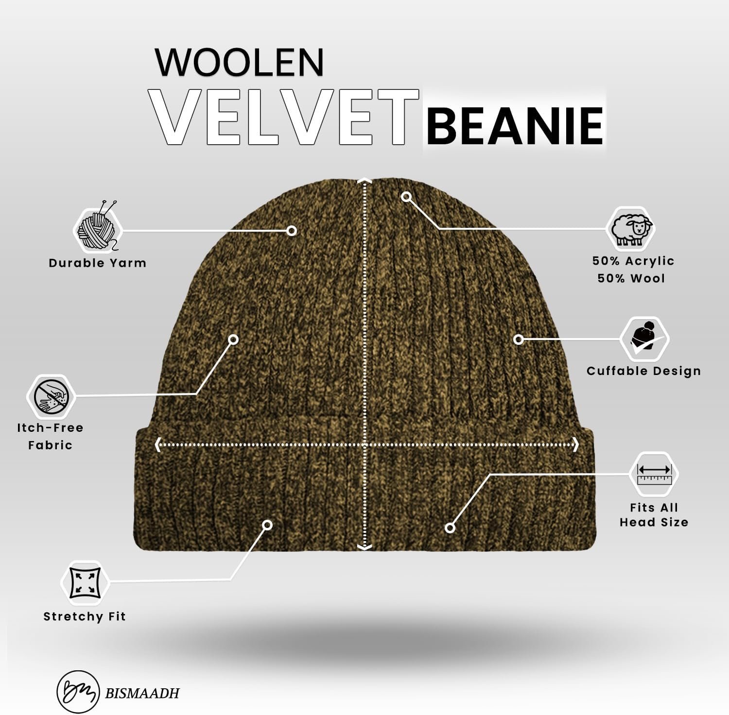 BISMAADH Winter Cuffed Beanie for Men Women Fleece-Lined Beanie Soft Warm Thick Knit Ski Thermal Cap - Image 2