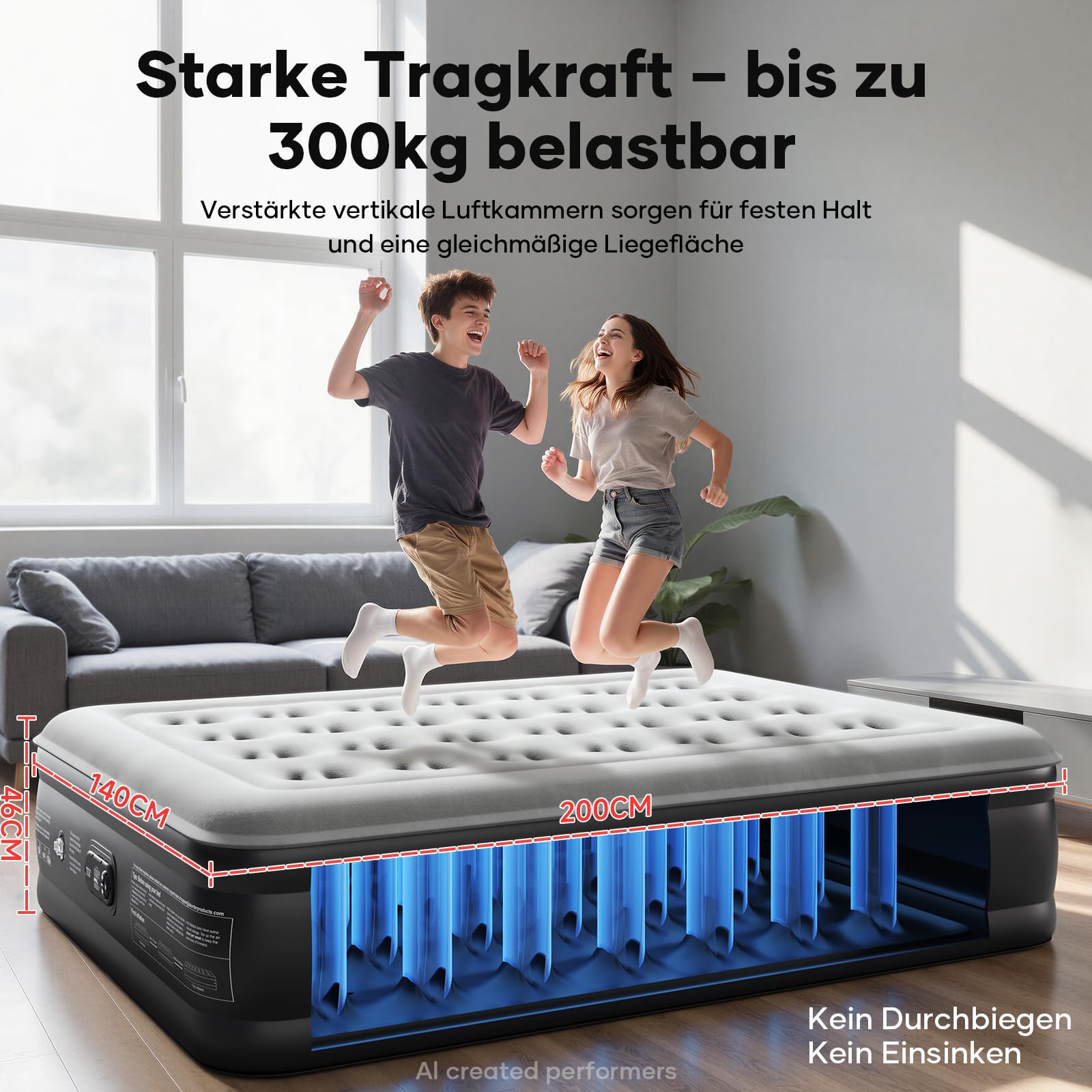 OlarHike Luftmatratze Selbstaufblasend 140x200 2 Personen Camping Gästebett