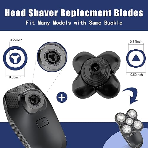 Miniatura 3 de 5 cabezales de repuesto para afeitadora de cabeza de hoja, cuchilla de repuesto eléctrica de 5 cabezales compatible con muchos modelos, fácil de