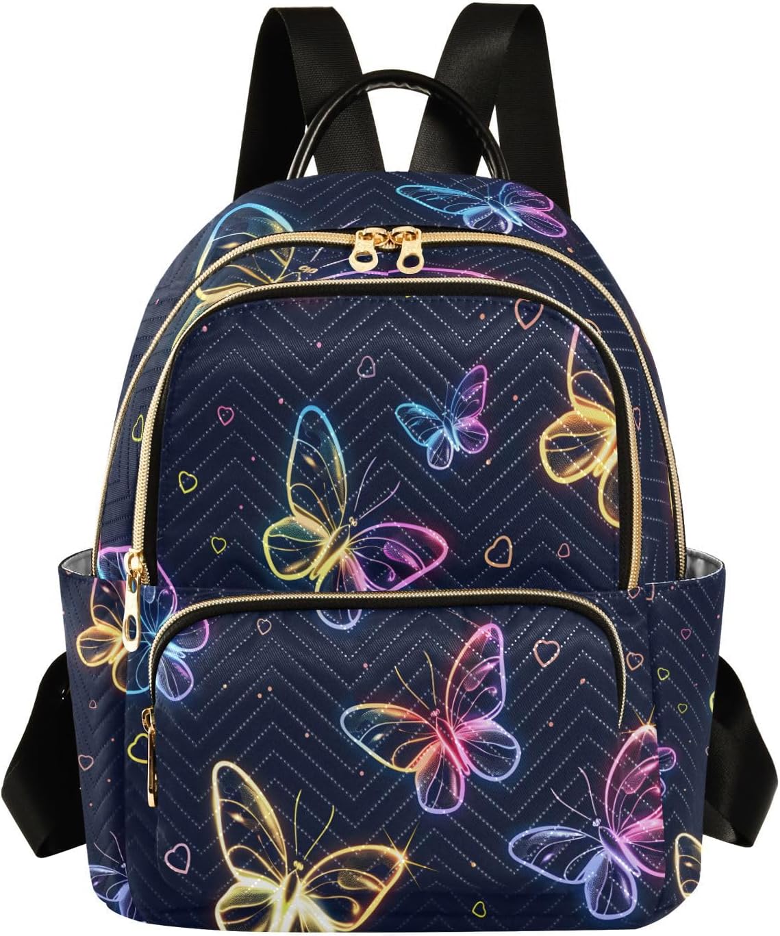 ALAZA Cute Neon Flying Butterflies Mini Backpack Purse for Women Travel Bag Lightweight Shoulder Bag Fashion Daypack