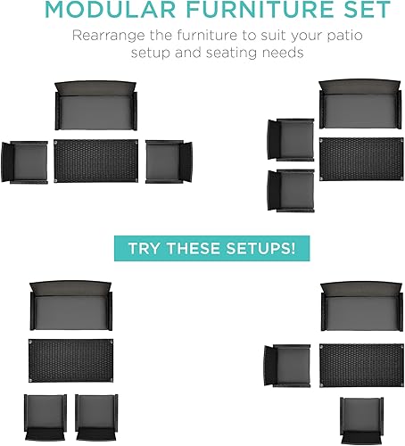 Miniatura 139 de Best Choice Products Juego de muebles de conversación de patio de mimbre al aire libre de 4 piezas para patio trasero con mesa de café, cojines de