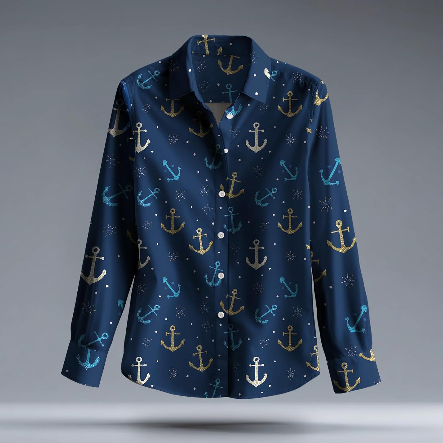 Trendy Floral Blouses for Women Elegant Long Sleeve Casual Plus Size Flowy Button Down Casual Work Tops - Image 2