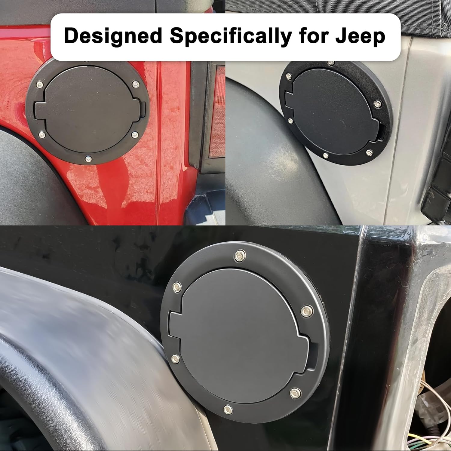 Mupera Gas Cap Cover Aluminum Fuel Filler Door for Jeep Wrangler TJ 1997-2006