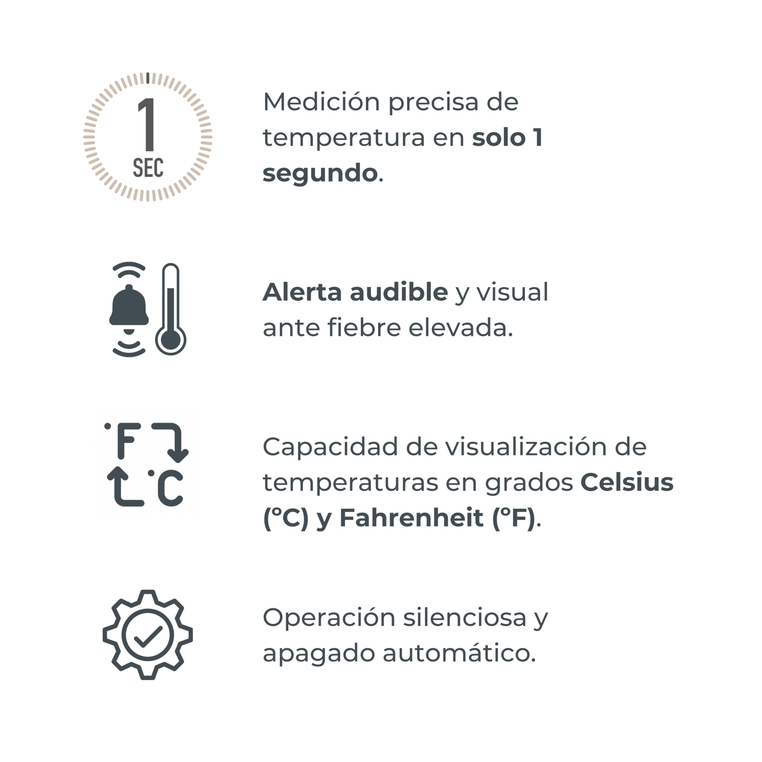 Nuvita 2075 Termómetro digital de frente y oído - Lecturas rápidas en 1 segundo, 4 modos, memoria avanzada y alarmas precisas