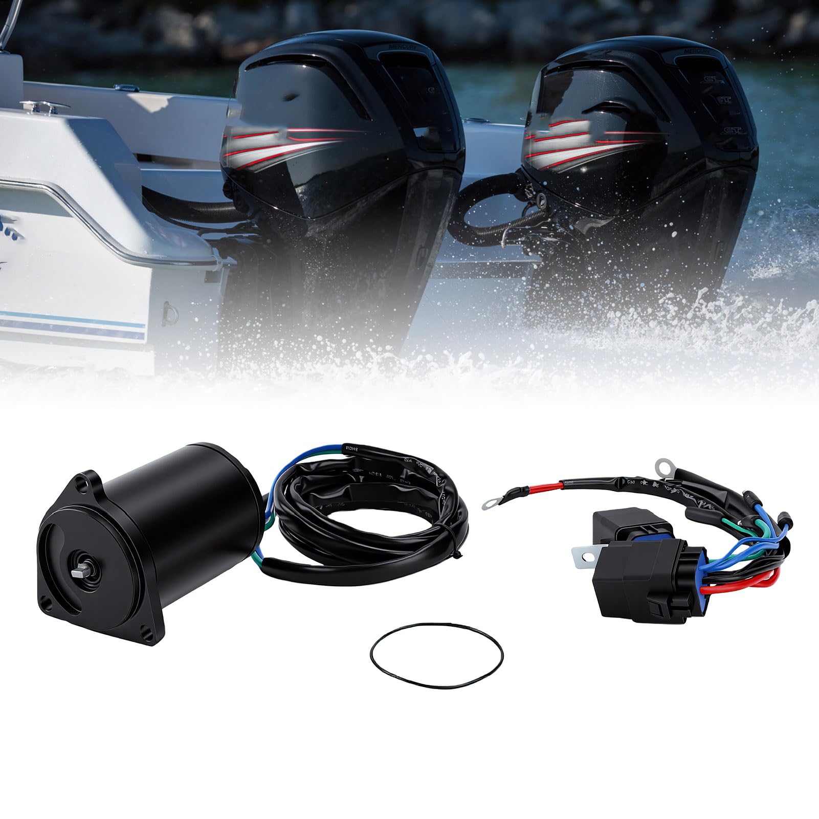 Cryfokt 12V Tilt Trim Motor with Relay, 2 Wire Outboard Part