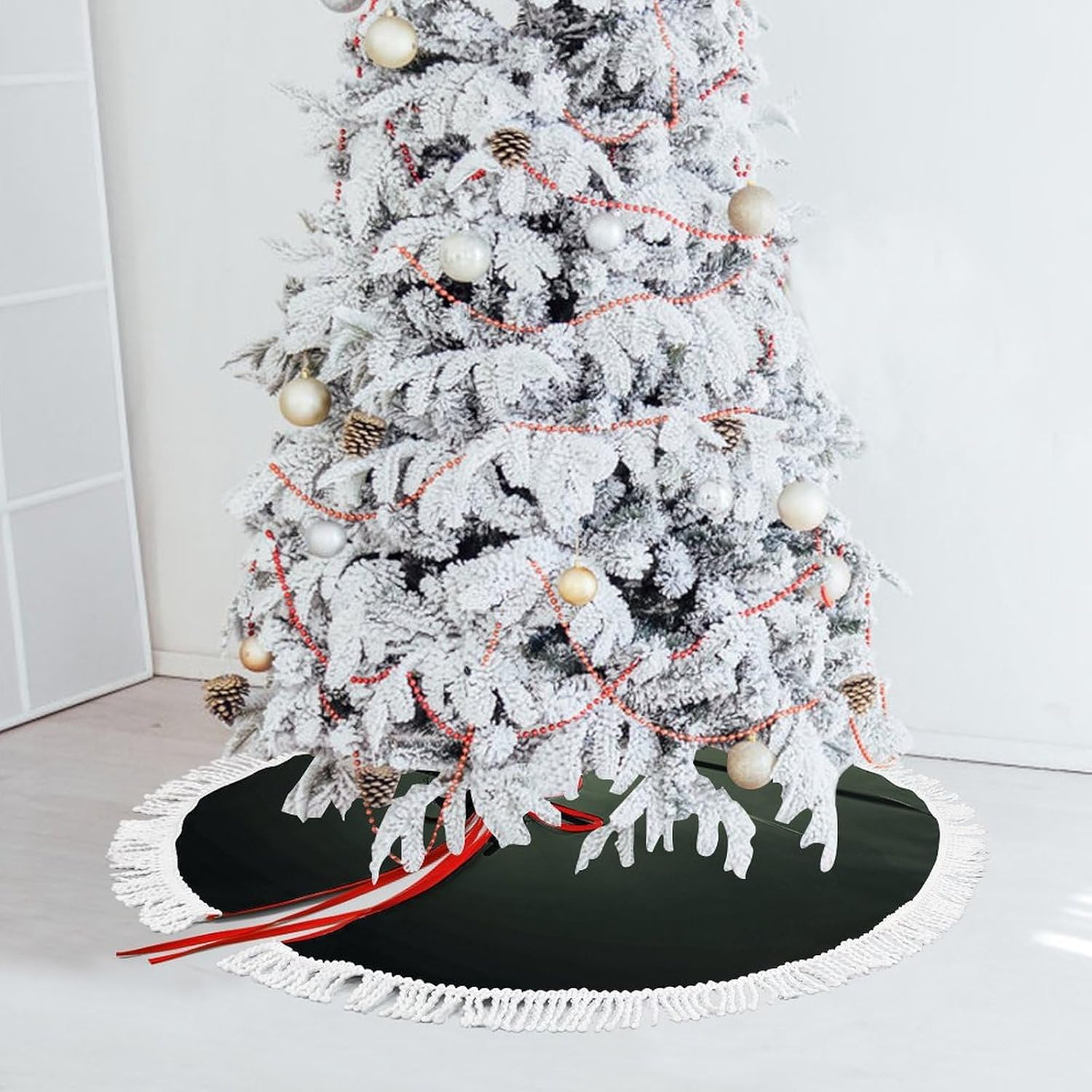 Helicopter Printed Christmas Tree Skirt 48 Inch Tree Skirt Christmas Tree Collar Christmas Tree Decorations Winter Xmas Tree Mat