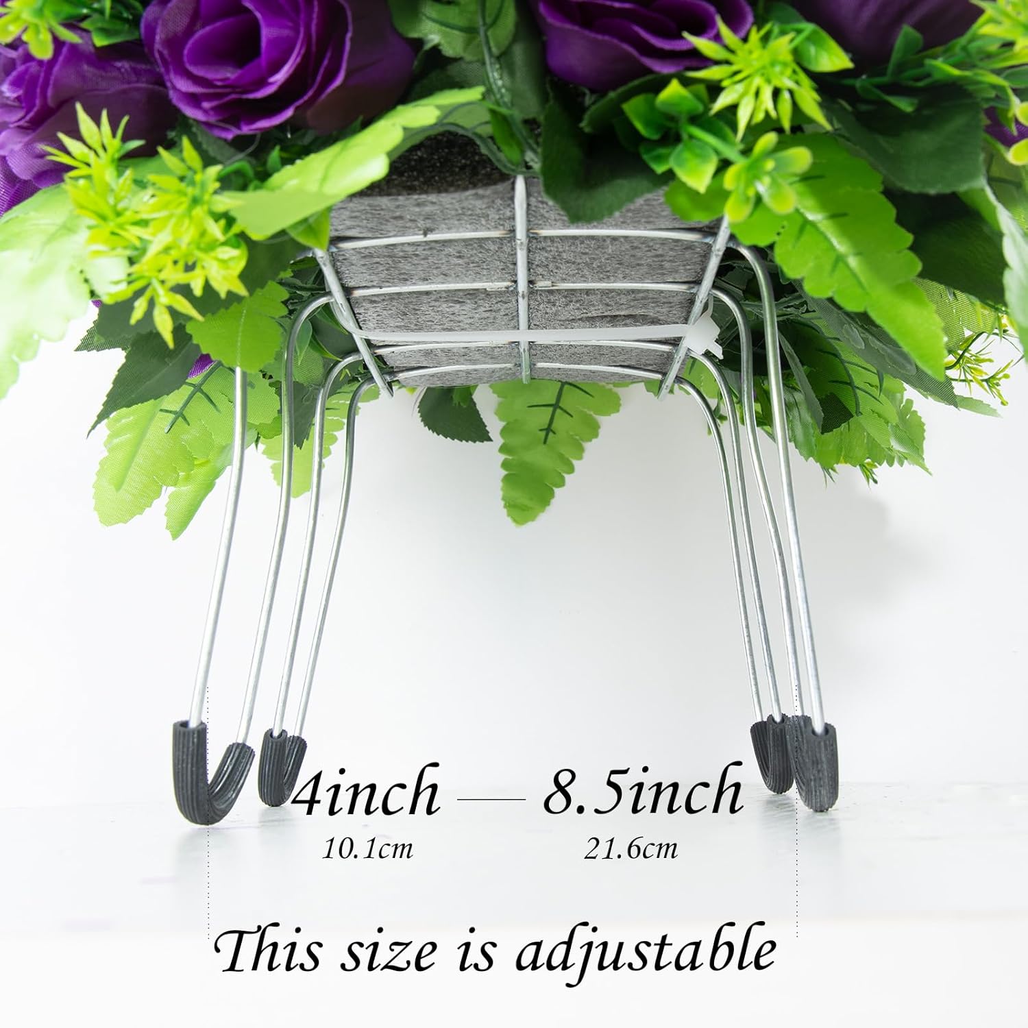 Artificial Cemetery Flowers Saddle for Headstone, Memorial Grave Flowers for Cemetery Outdoor Gravesite Tombstone Headstone Decorations (Purple) - Image 3