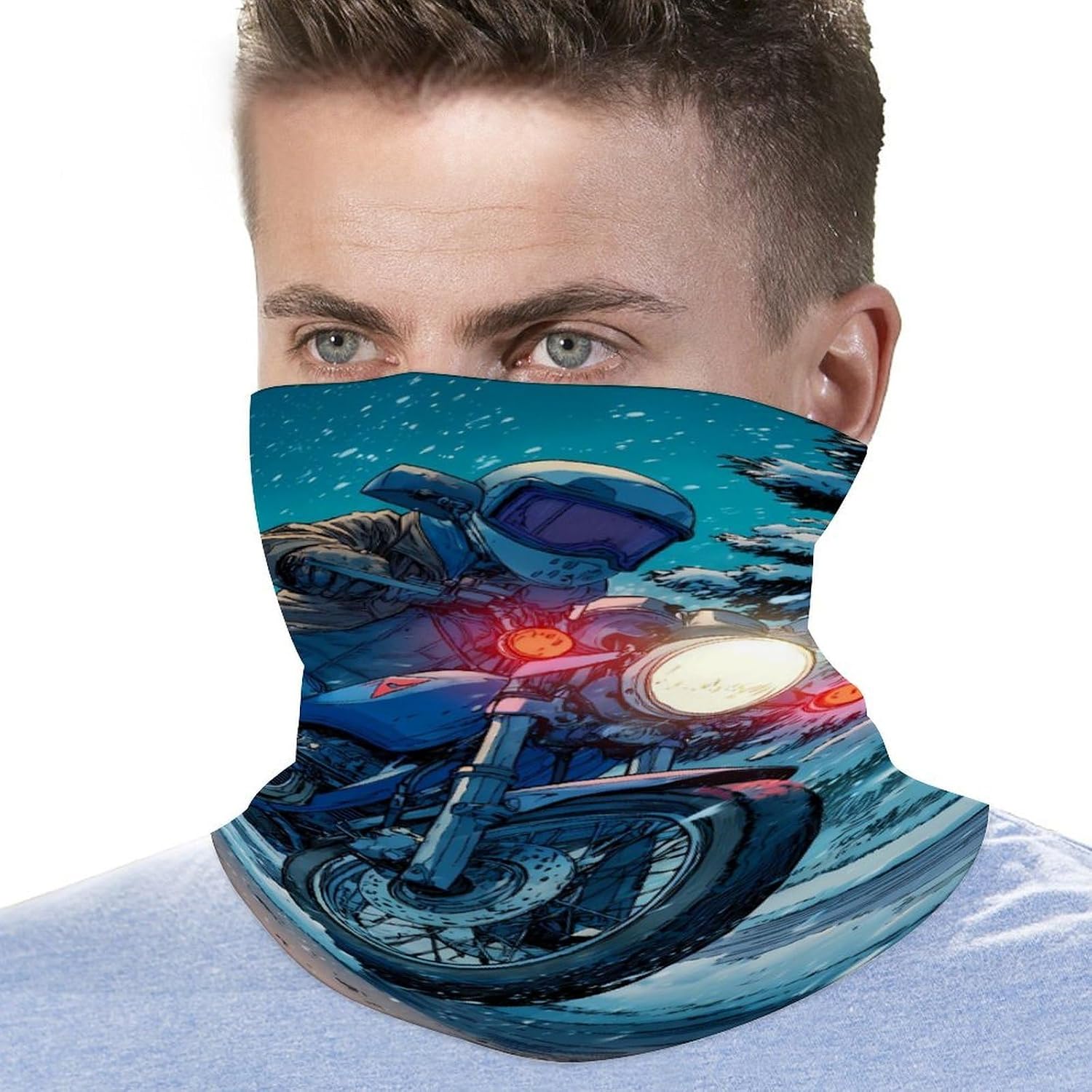Motorcycle Motorcyclist Riding in Snowy Neck Gaiter Windproof Face Mask Bandanas for Men Women Cold Weather Scarf