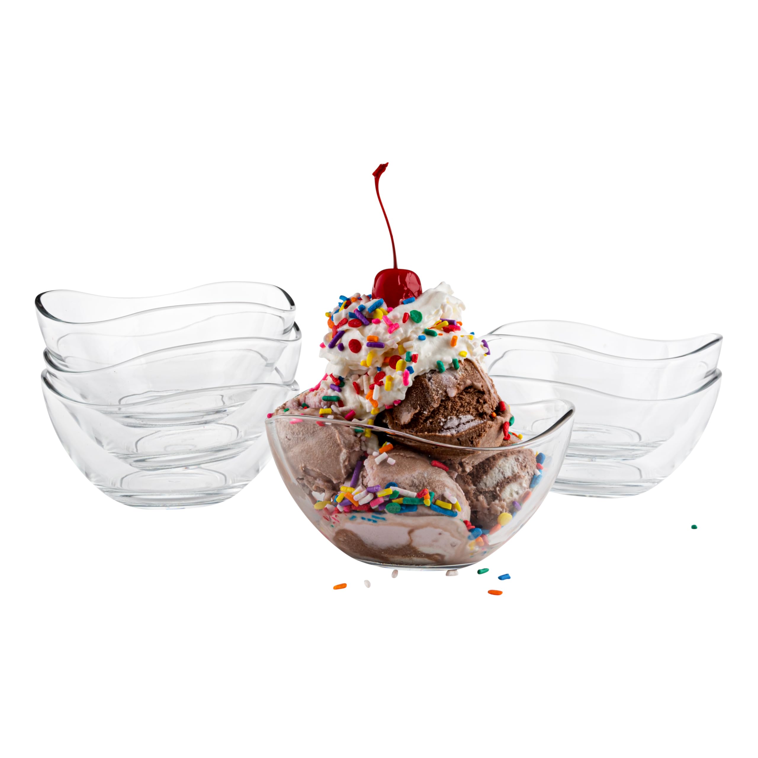 Dessert Bowls - Set of 6 Small Glass Ice Cream Bowls
