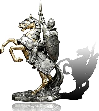 Knight Bronze Warhorse Statue Warrior Figurine Resin 19in Collection Legendary Medieval Knight Sculpture, Swordsman Guard Warrior, Art Figure Gifts Collection for Home, Office Bronze-Gallop
