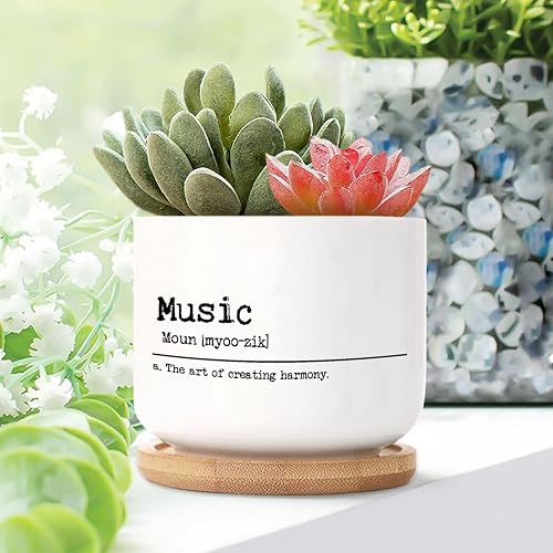 Music Definition Planters Ceramic Words Letters Round Flower Pots with