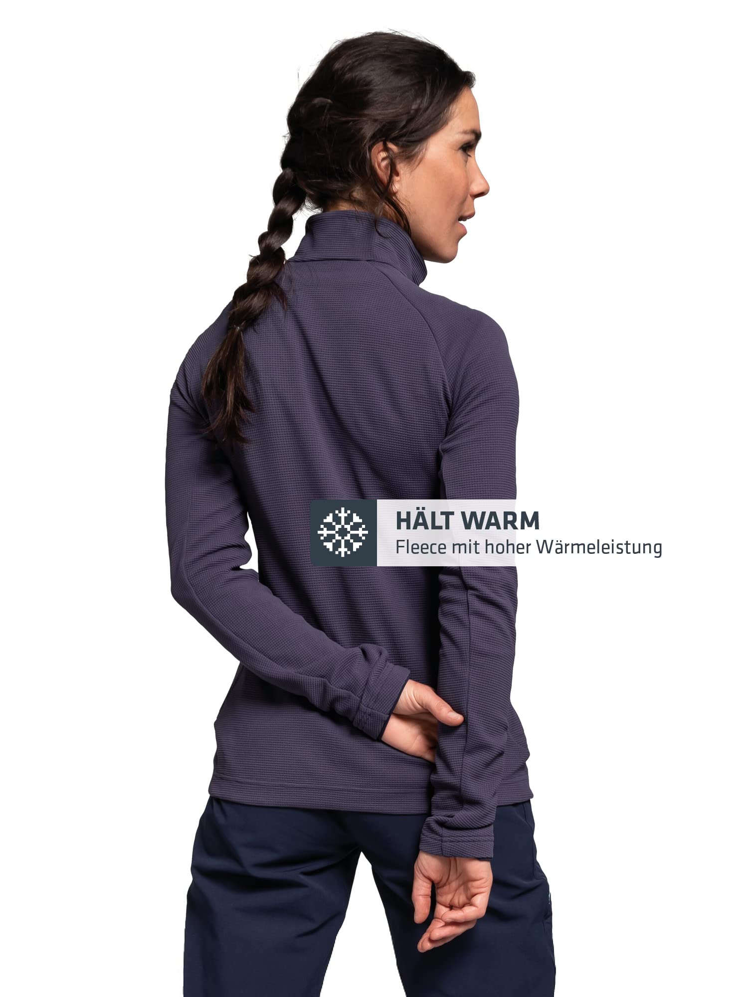 Schöffel Damen Fleece Jacket Schiara L, warme Fleecejacke mit Stretch, schnell trocknende Funktionsjacke mit Stehkragen