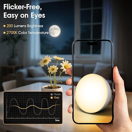Miniatura 8 de Pequeña lámpara de mesa inalámbrica con sensor de gravedad, portátil recargable de 2200 mAh, funciona con pilas, mini luz cálida y suave para mesita