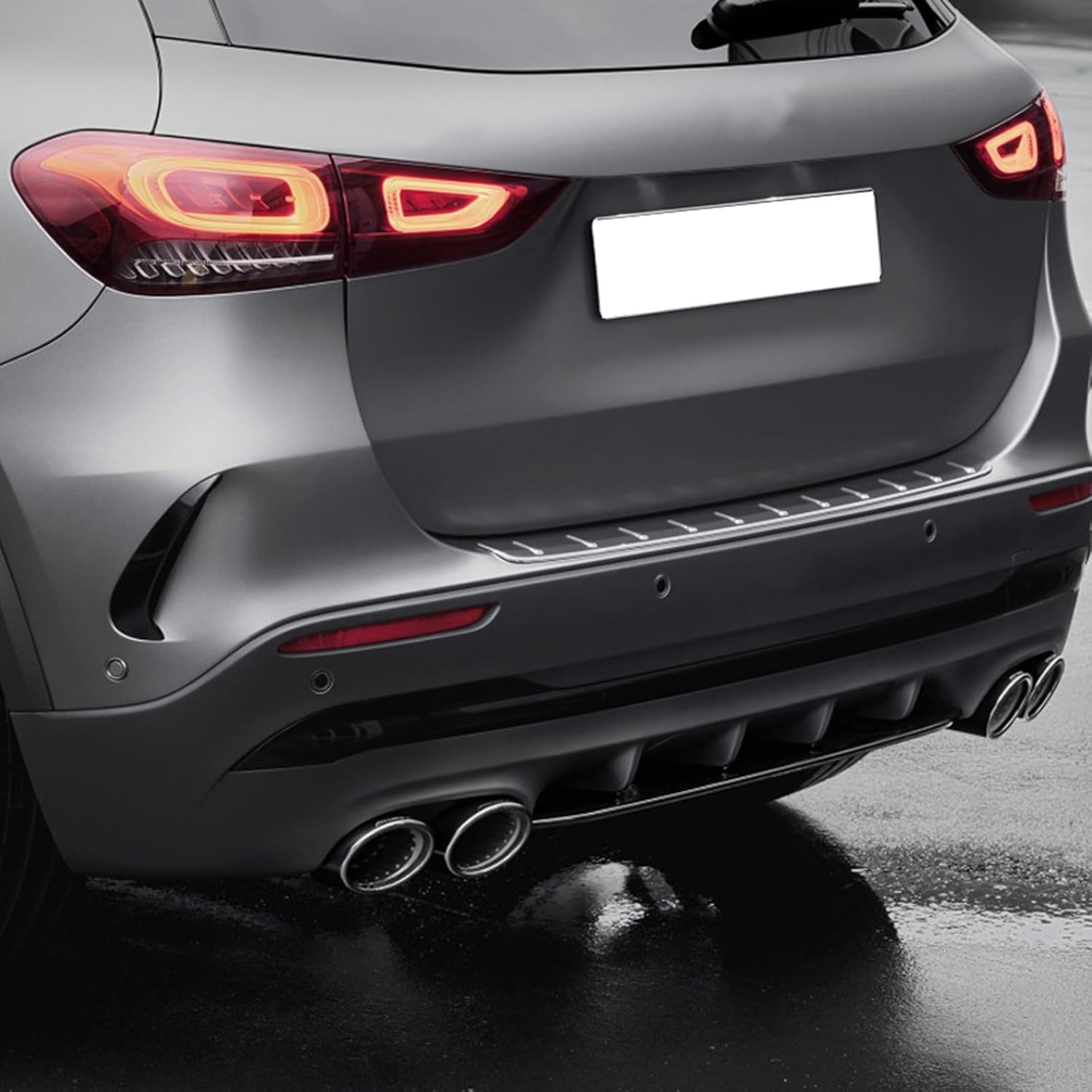 Car Rear Bumper Lower Skid Plate Cover Compatible with Benz GLA-Class H247 2020+, Glossy Black