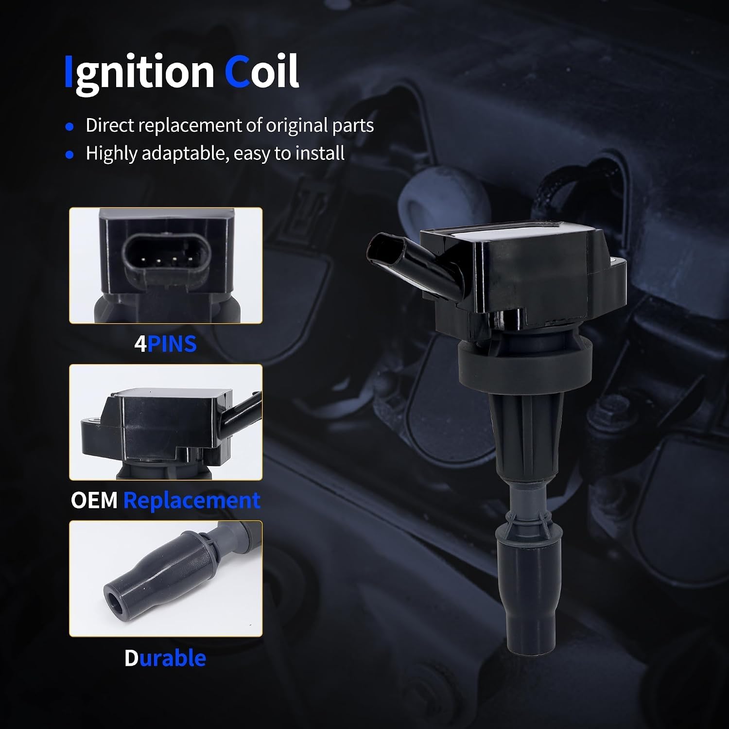 UF648 Ignition Coils Compatible with 3.6 V6 2011 2012 2013 2014 2015 2016 Dodge Durango Charger Grand Caravan Chrysler Town Country 300 Jeep Grand Cherokee Wrangler Coil Packs Replace# C1791