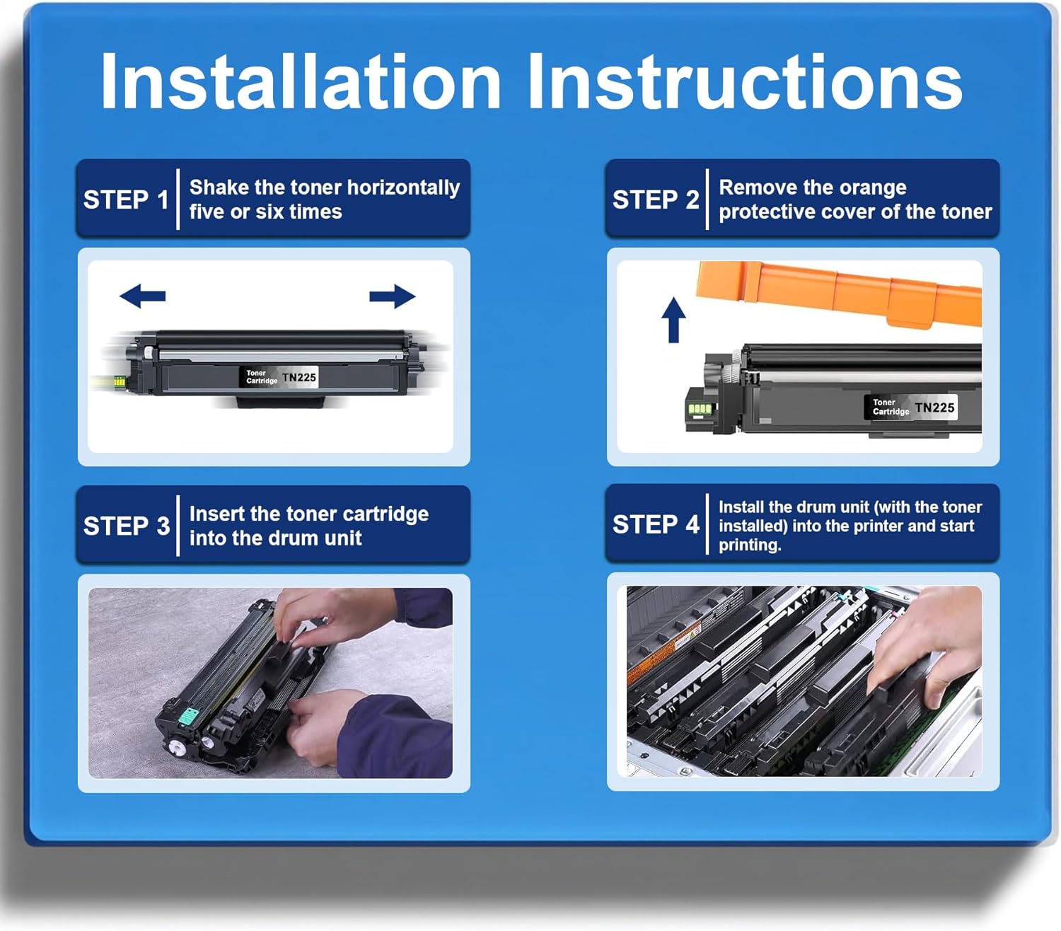TN225 Toner Cartridges High Yield - Replacement for Brother TN221 TN-225 Toner Works with HL-3140CW HL-3150CDN HL-3170CDW HL-3180CDW MFC-9130CW MFC-9140CDN MFC-9330CDW MFC-Printer, (4-Pack, BK/C/M/Y) - Image 7