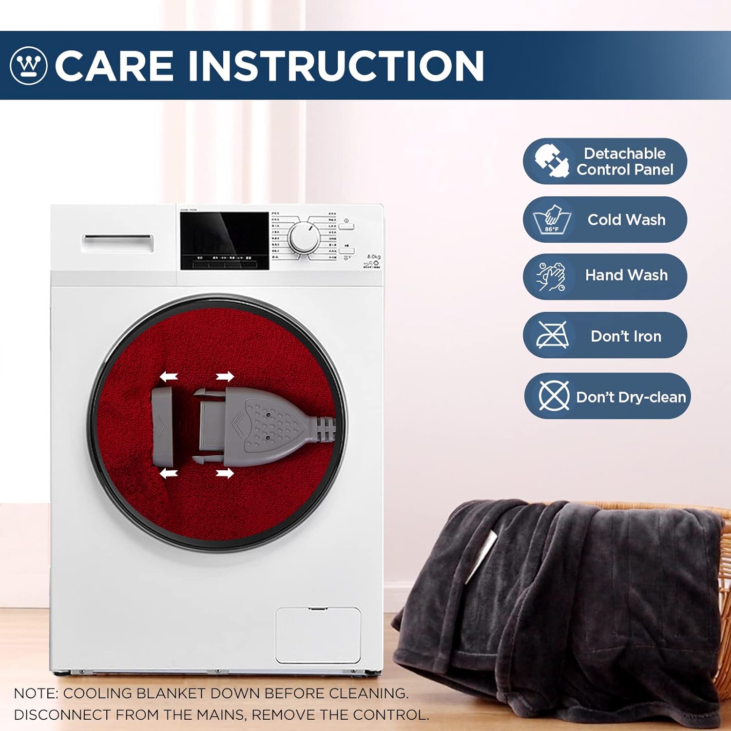 Westinghouse Electric Blanket Heated Throw, Super Cozy Soft Flannel 50"" x 60"" Heated Throw with 6 Fast Heating Levels & 2-10 Auto-Off, Machine Washable, ETL&FCC Certification, Home Office Use, Red - Image 7