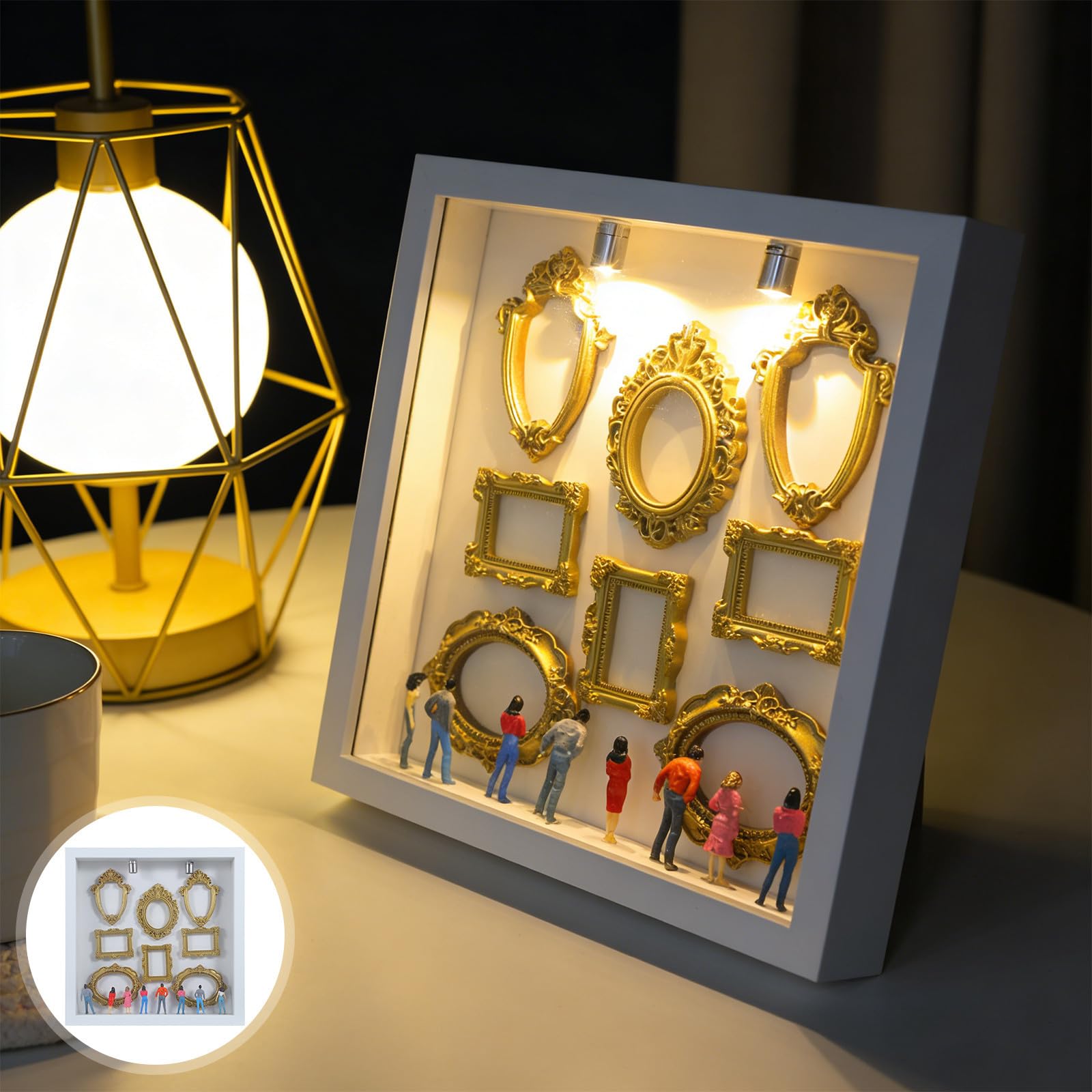 Veemoon Scatola Silhouette Mini Cornice Bianca in Legno e Plastica