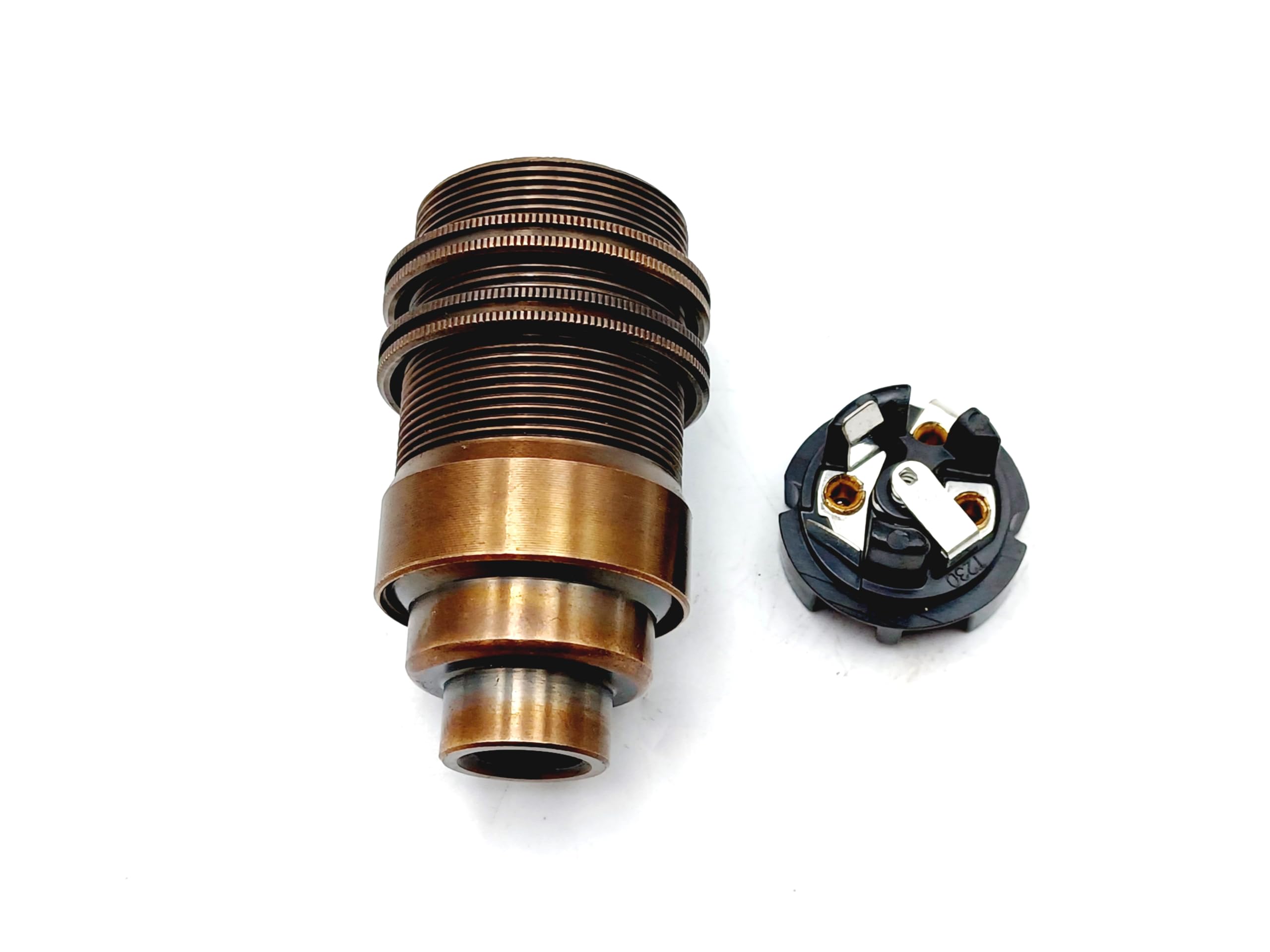 E14 Lamp holder + Shade Rings Solid Brass Choice of Colour M10 Base Thread (Antique Brass)