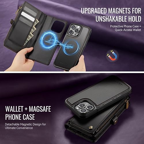 Miniatura 3 de Defencase Funda para iPhone 13 Pro Max, funda para iPhone 13 Pro Max, cartera para mujeres y hombres, correa magnética de piel sintética duradera,