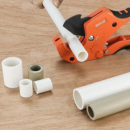 Miniatura 5 de Cortador de tubos de PVC, herramienta de corte de tubo de trinquete con una sola mano para PVCPPRPEXmanguera de goma cortada hasta 1.654 in,