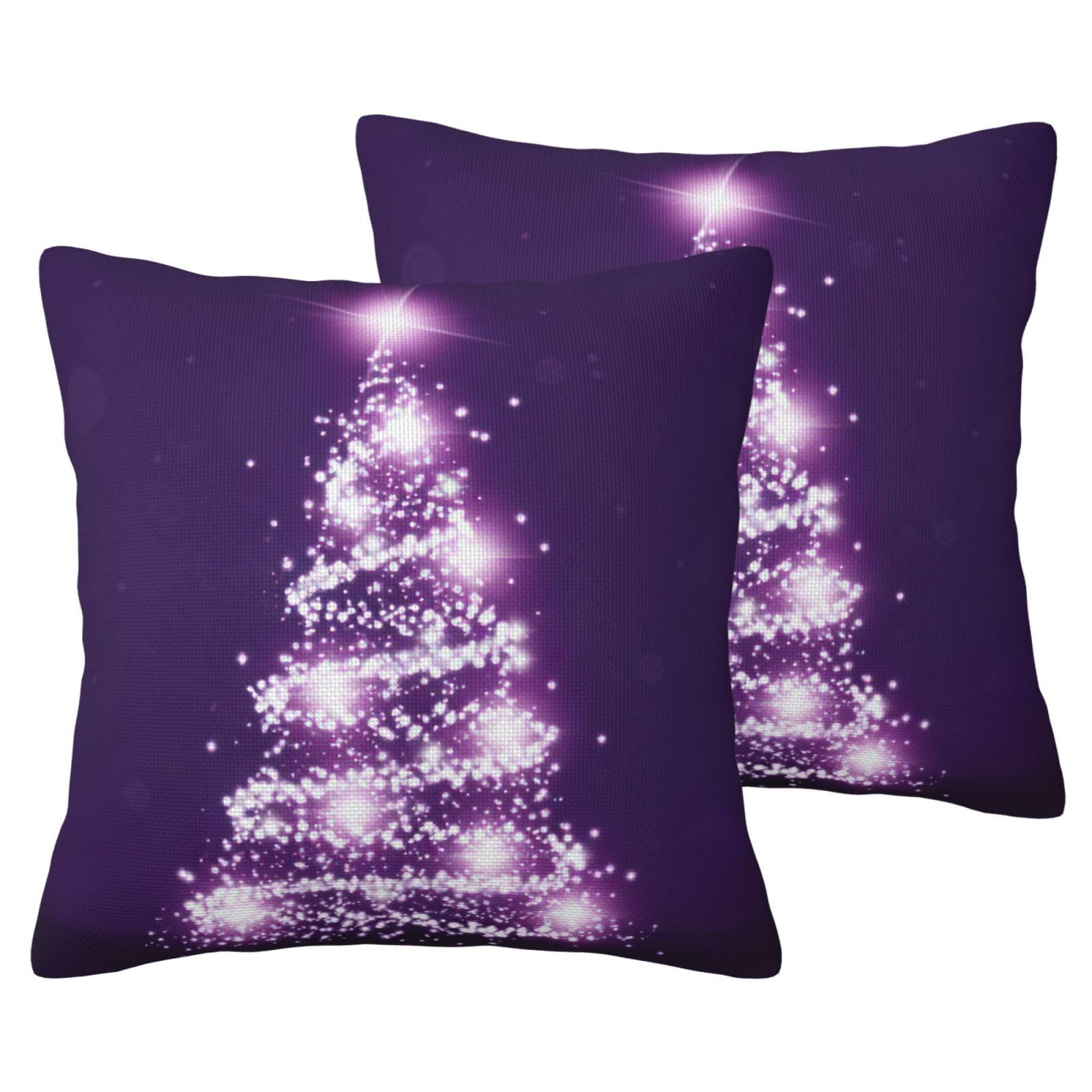 Taies d'oreiller en lin violet sapin de Noël lot de 2 housses de coussin salon