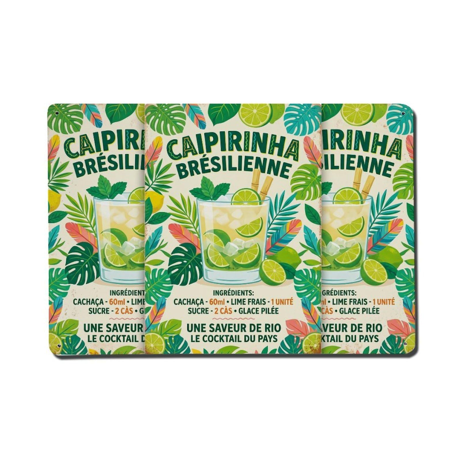 Caipirinha Poolside Refreshment Metal Tin Sign Plaque Wall Decor for Cafe, Club Bar, Office, Home Garden Metal Poster 8x12Inch