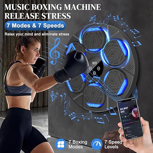 Miniatura 5 de Máquina de boxeo musical mejorada 2025 para adultos y niños, 5.0 inteligente Bluetooth Boxeo máquina de boxeo con guantes de boxeo, máquina de boxeo