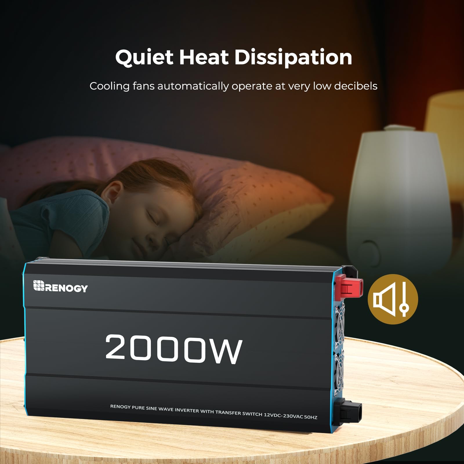 Renogy 2000W/4000W Power Inverter 12v 220v Onda Pura, DC 12V in AC 220V con 2 EU Presa & Telecomando trasformatore per Camper, Camion, Roulotte, Pannelli Solari, Picco 4000W