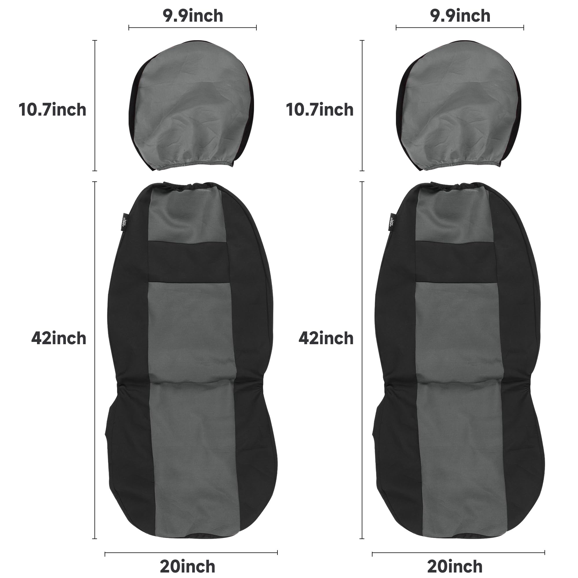 VarCozy Seat Covers for Car Front Pair, Breathable Cloth Front Car Seat Covers, Universal Cloth Seat Covers for SUV Sedan Van, Automotive Interior Covers, Airbag Compatible