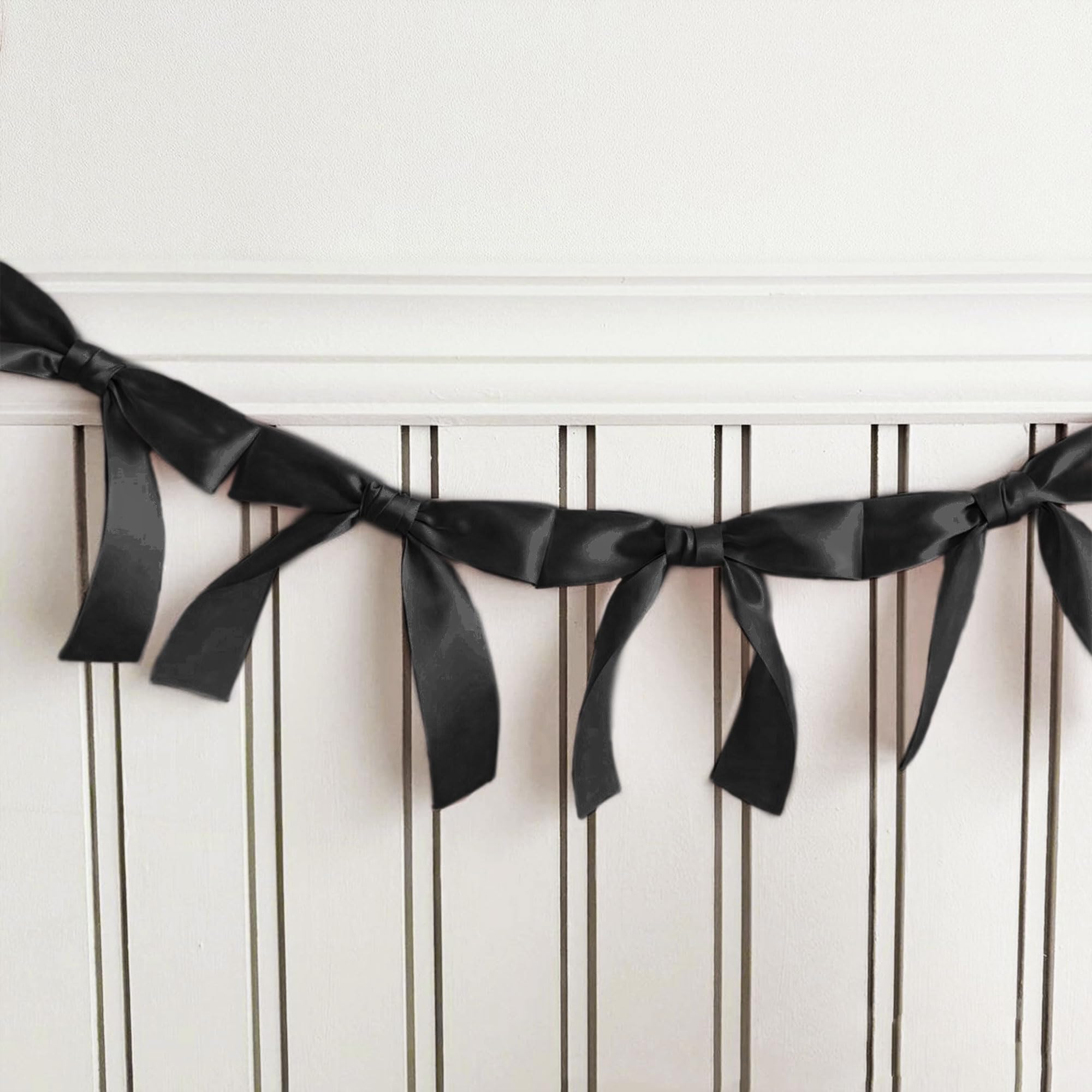 JeVenis Guirnalda Negra Lazo Negro Lazo Negro Banner Coqueta Despedida de Soltera Coqueta Fiesta de cumpleaños Lazo Decoraciones para Fiestas