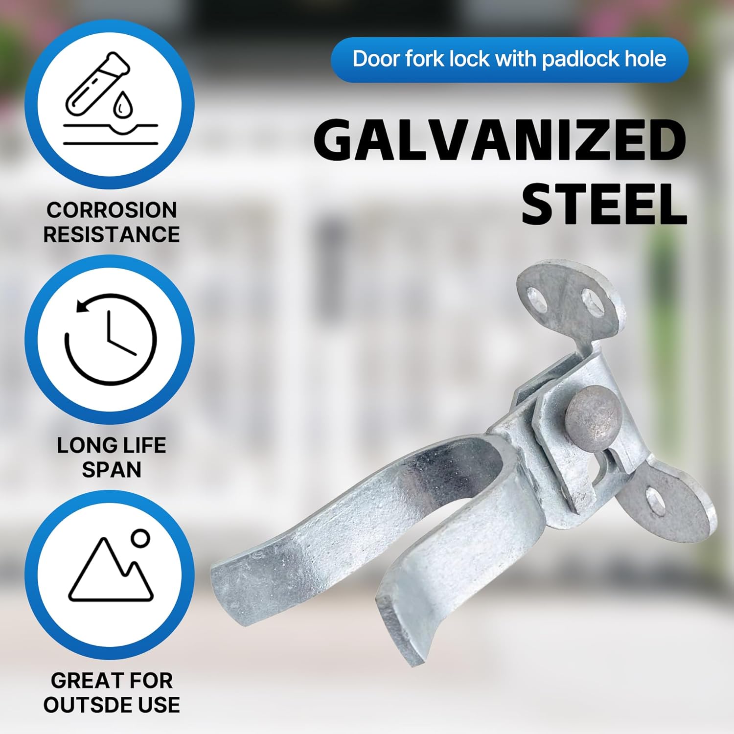1-3/8" Flat Back Wall Mount Chain Link Gate Latch, Gate Latches for Metal Gates, Suitable for Wooden Door Frames or Walls (1 Pcs)