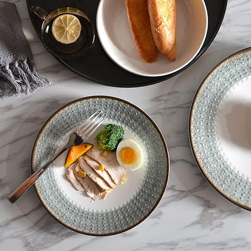 Miniatura 2 de Juego de vajilla de melamina, juego de 12 platos y cuencos, juego de platos de melamina para 4, irrompibles, aptos para lavavajillas, sin BPA, ideal