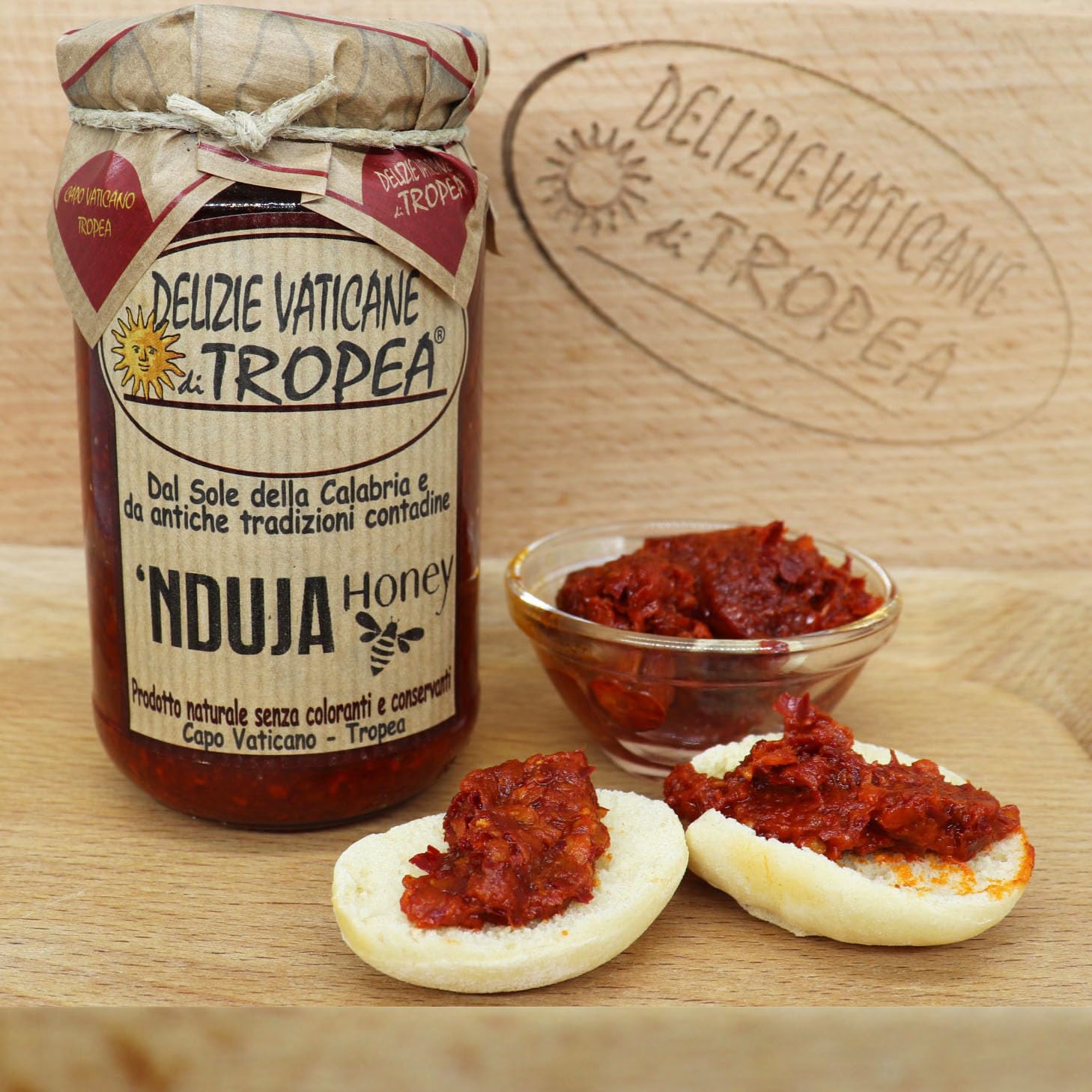 'Nduja di Spilinga con Miel 180g | Salchichón Calabrese Picante y Untable | Salami Italiano Artesanal – Delicatessen Gourmet | Auténtica Cocina Calabresa por Delizie Vaticane di Tropea
