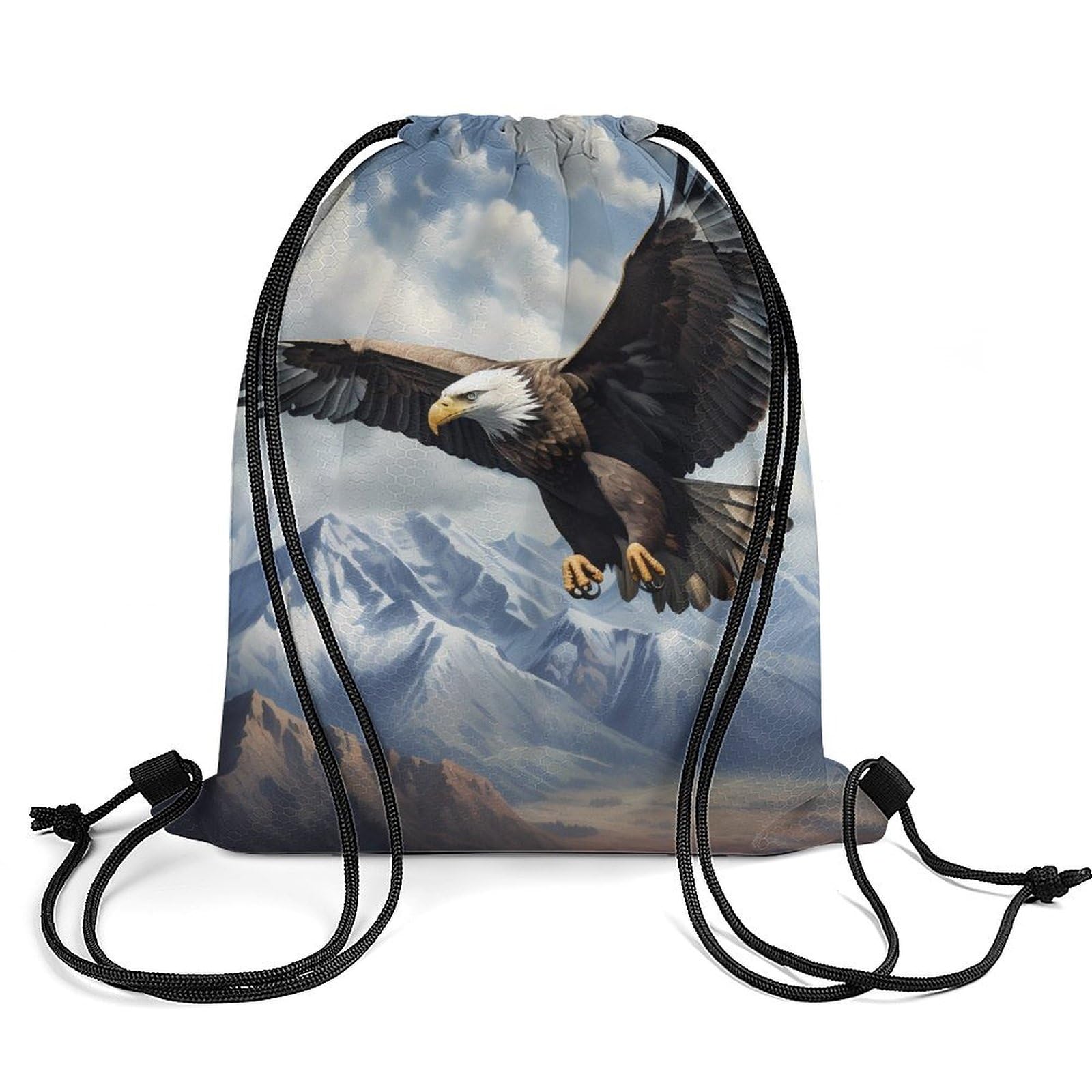 Flying Bald Eagle Drawstring Backpack Durable Sport Gym Bags Daypack for Men Women 35 * 42cm
