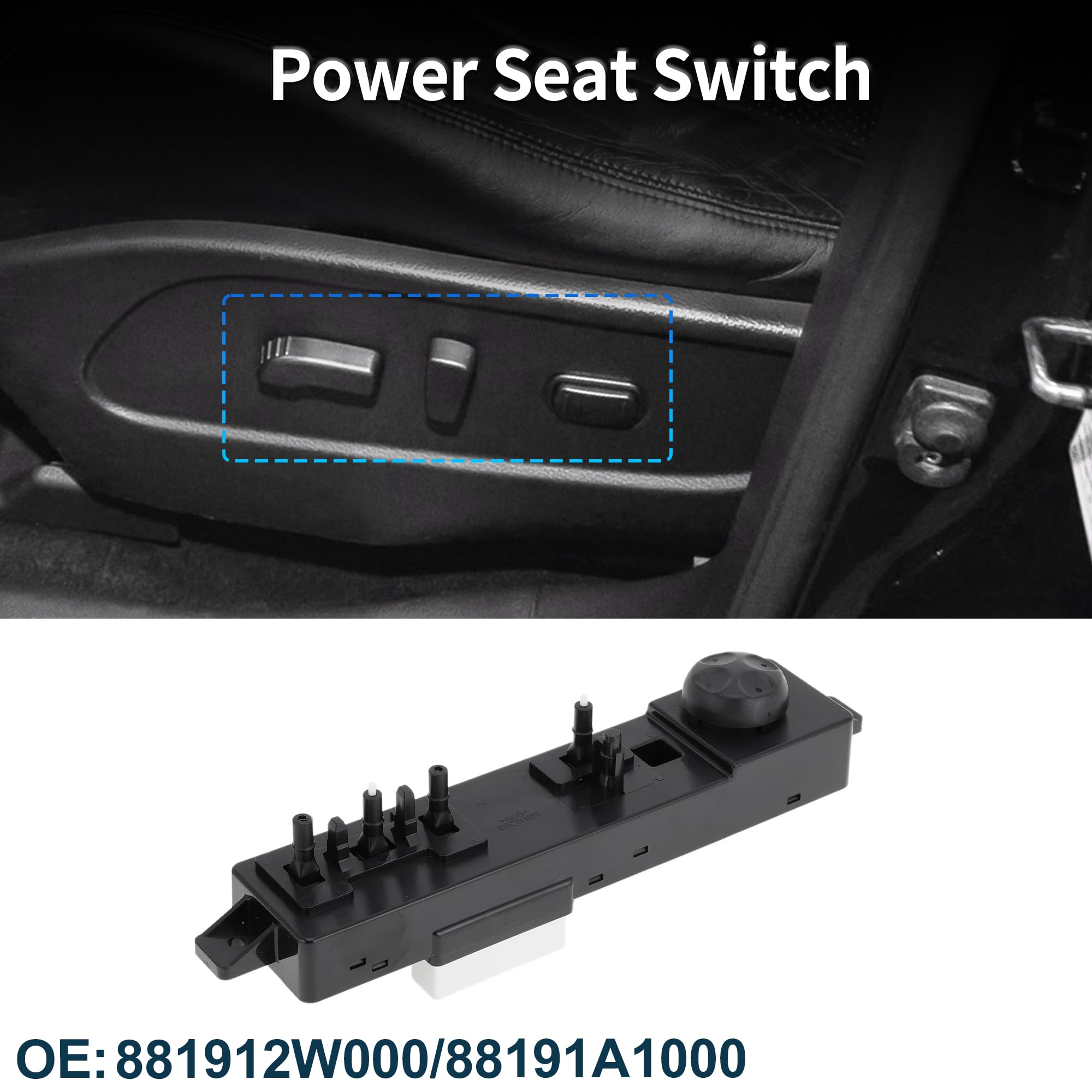 Interruttore Sedile Elettrico 881912W000 88191A1000 per Hyundai Santa Fe 2012-2015 Nero