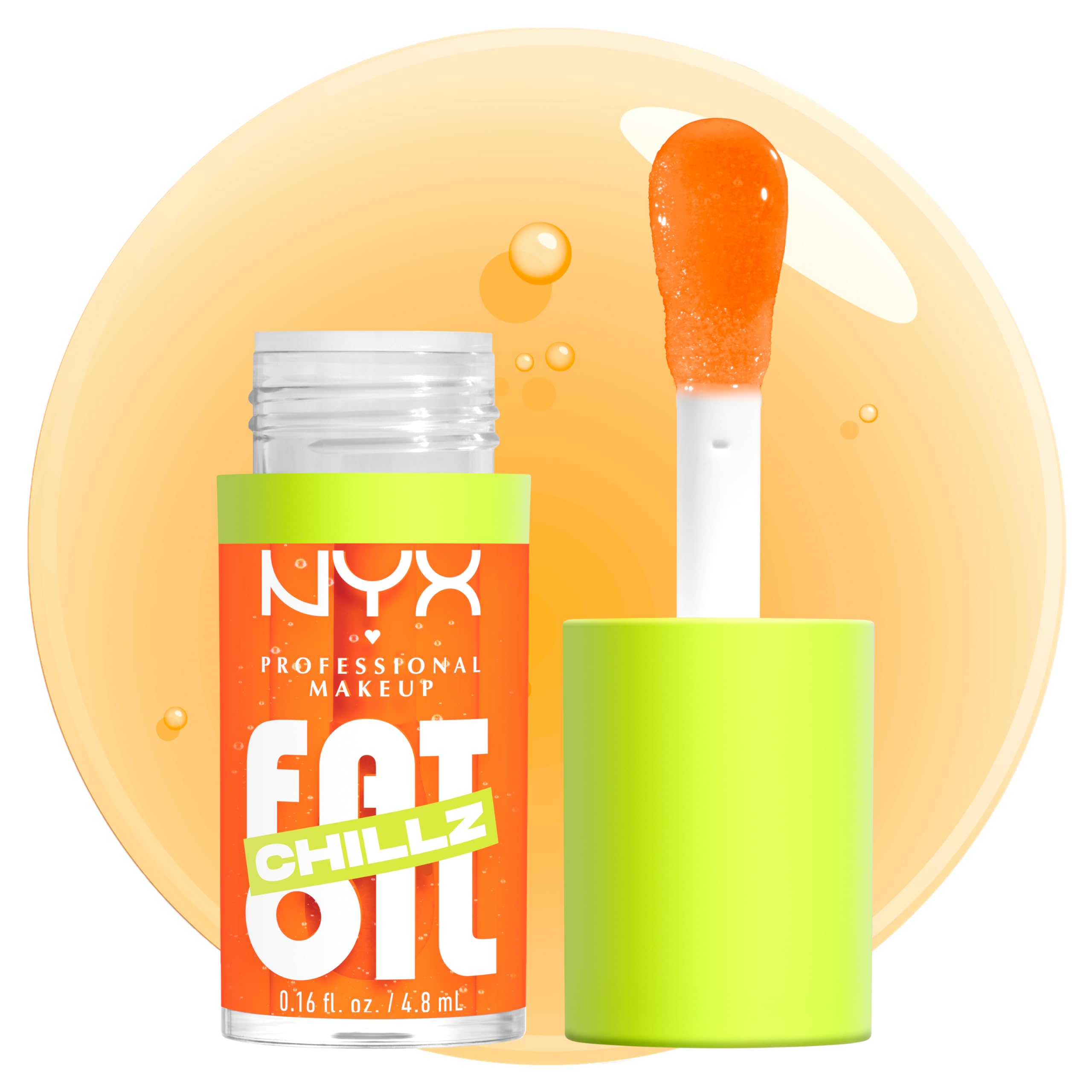 NYX Professional Makeup - Gloss Liquide Huile à Lèvres - Lèvres Repulpées et Hydratées - 12H d'Hydratation - Effet Fraîcheur Instantané - Formule Vegan - Fat Oil - Teinte : Chillz Citrus Chiller