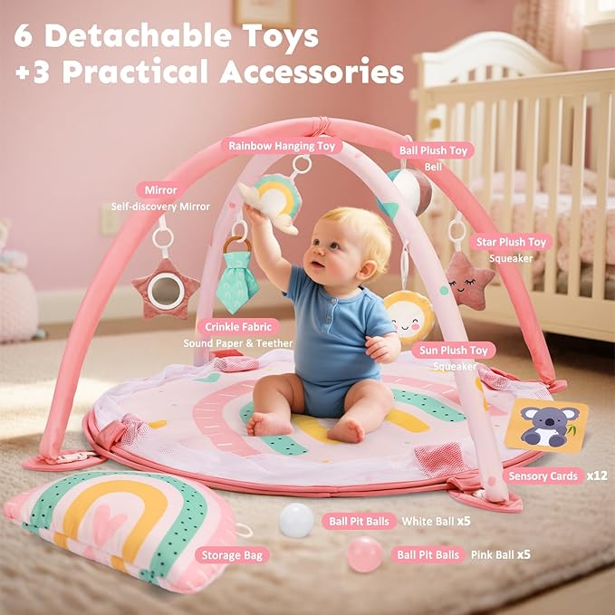 Gimnasio de Juego para Bebés 7 en 1, Alfombra Tummy Time miniatura 4