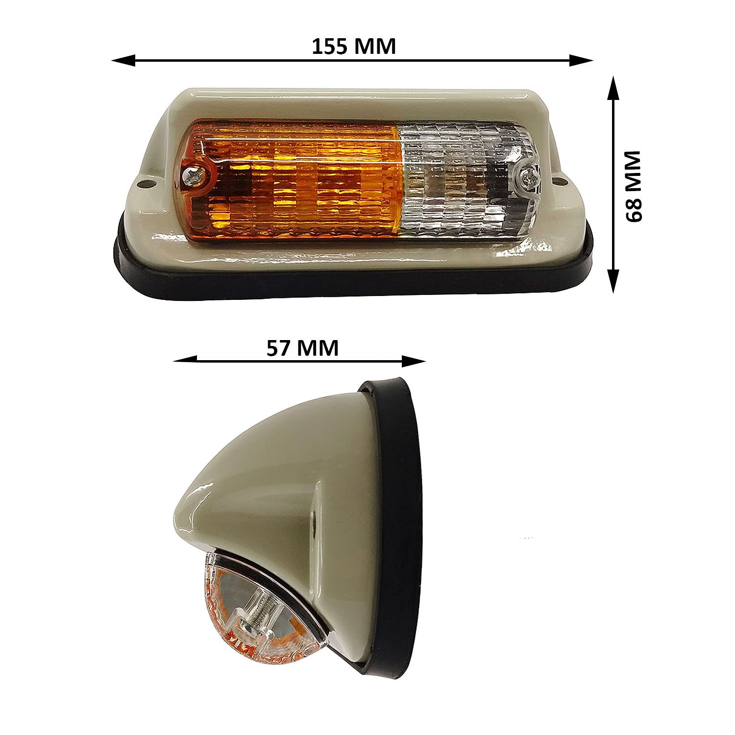 Ensamblaje de señal de giro Juego de ensamblaje Adecuado para Tractor Massey Ferguson 135 148 165 168 175 178 (Conjunto de indicador lateral) (Ámbar/Transparente, 12 Voltios)