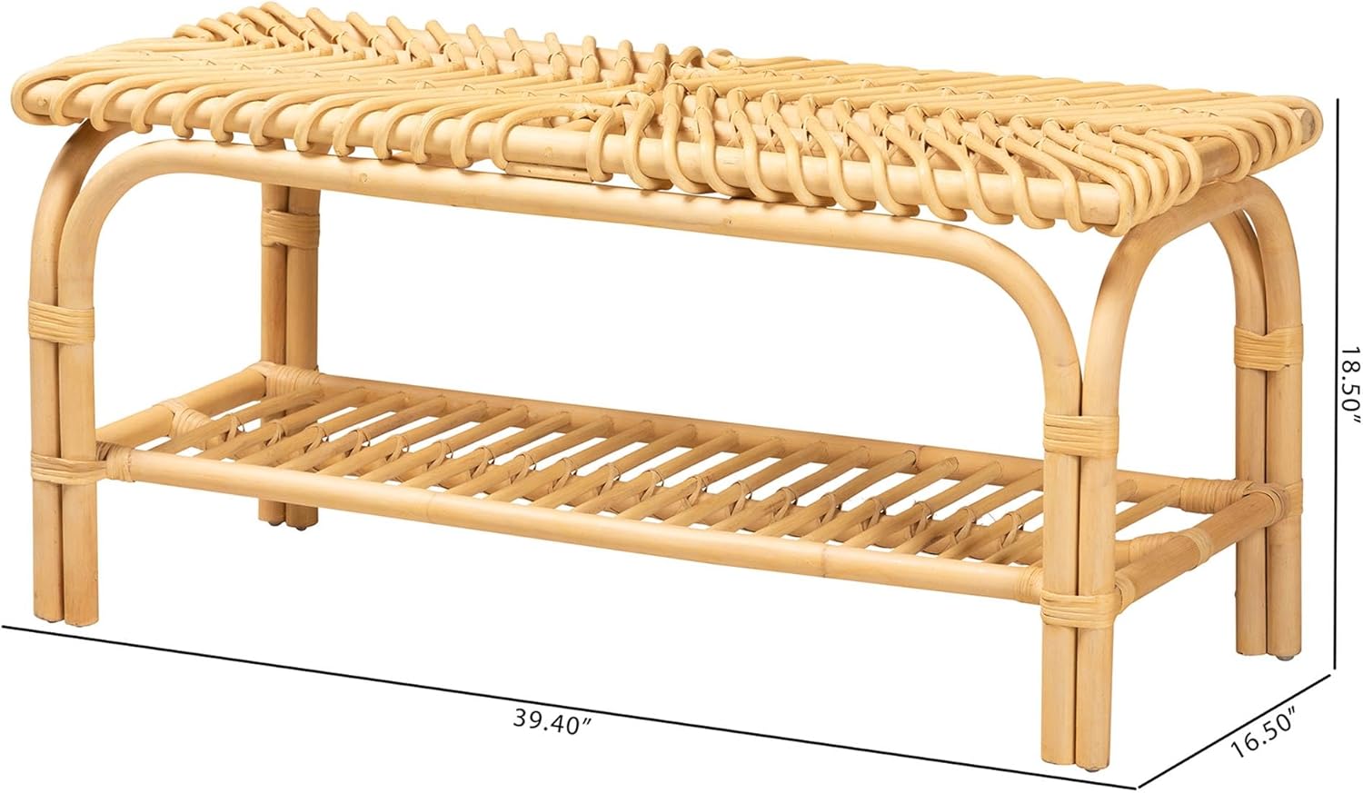 bali & pari Himari Natural Rattan Accent Bench, One Size