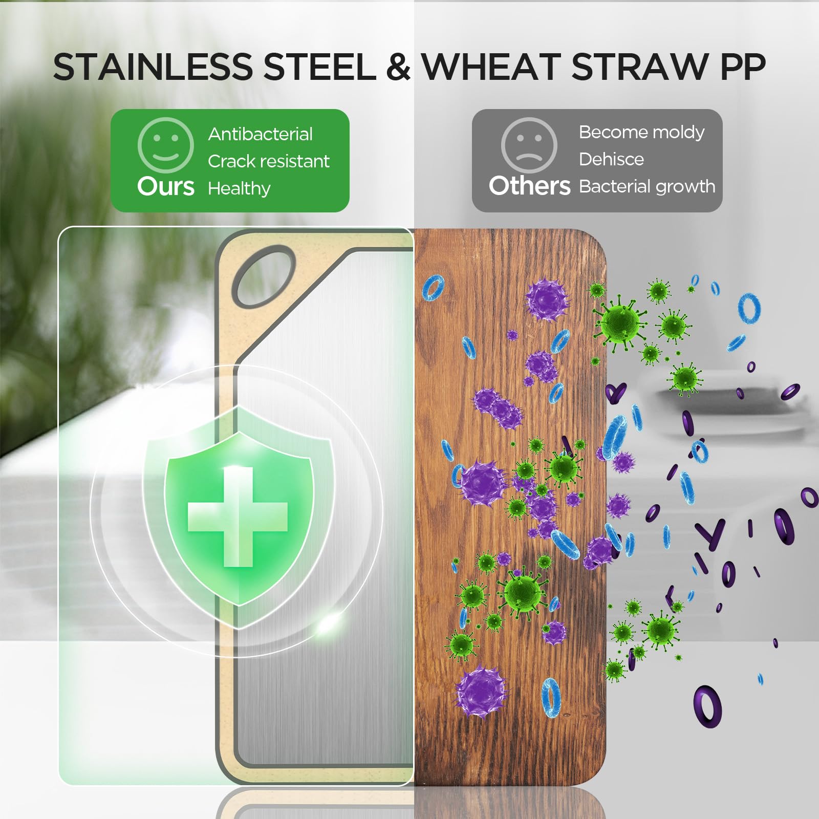 Cozary Planche A Decouper Double Face Pour La Cuisine, Face