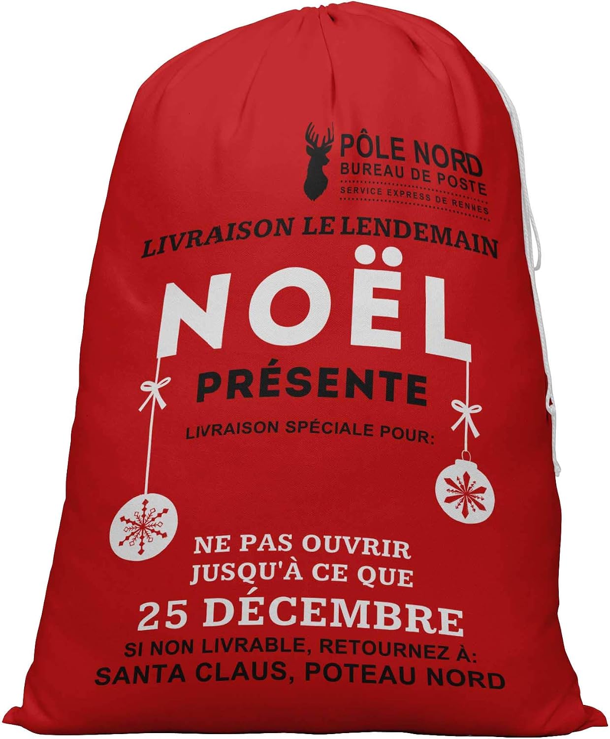 Printtoo 2 Pcs Santa Gift Sack for Kids Presents Xmas Bag Christmas Sack Personalized Bags Large 27x20 Inch