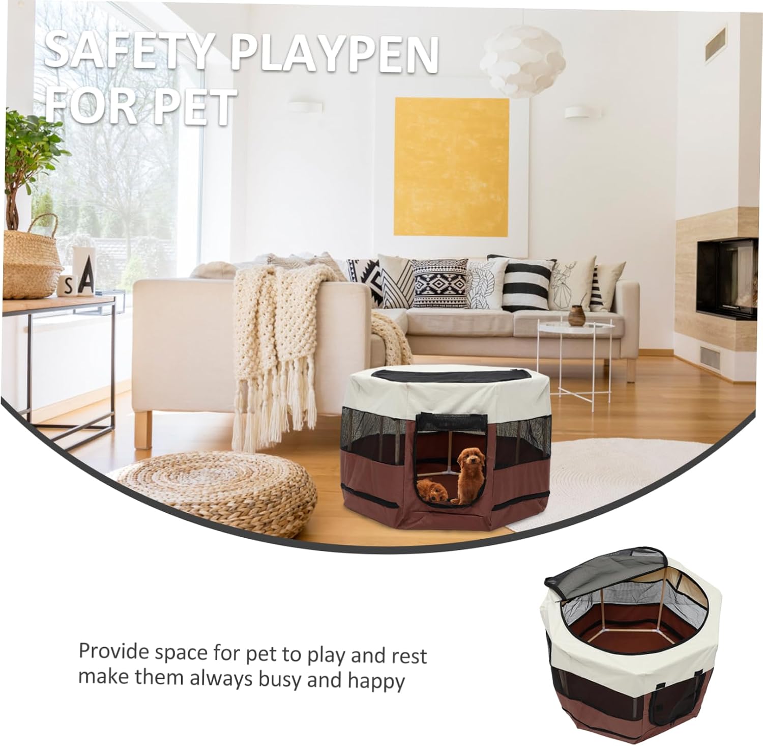 SUPVOX Wear Resistant Octagonal Pet Fence Dog Playpen for Use for Cats and Dogs Easy to Install Space-Saving Design