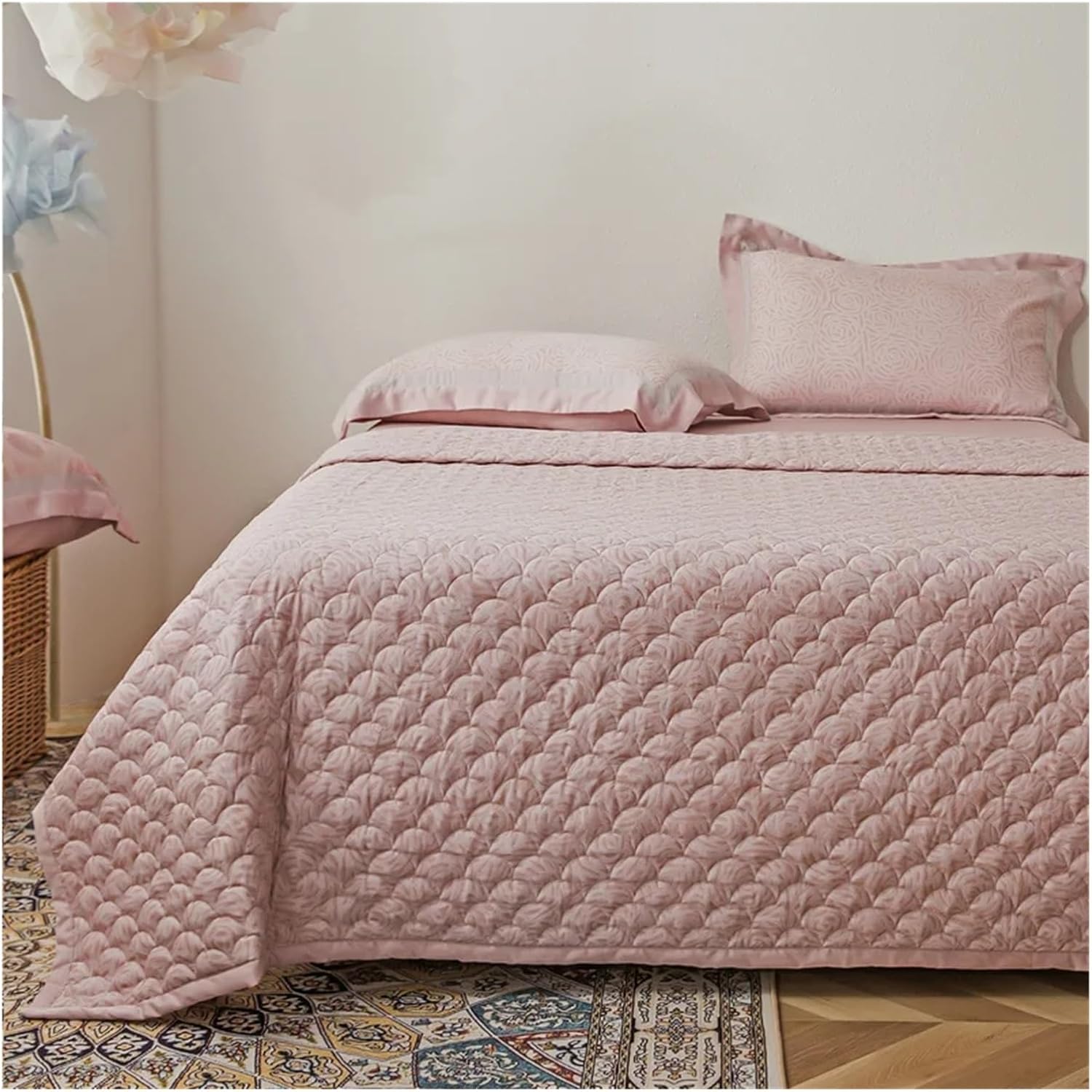 Thick Bedspread Pillowcases Coverlet Quilted Bed Sheets Bed Four Pieces Set(D,200x230cm 3pcs Set)