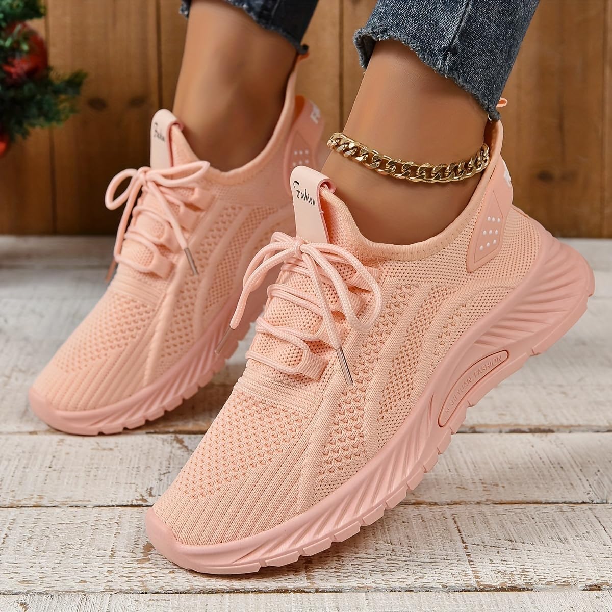Women's Sports Shoes, Lightweight Lace Up Low Top Running & Tennis Sneakers, Breathable Gym Trainers for Holiday