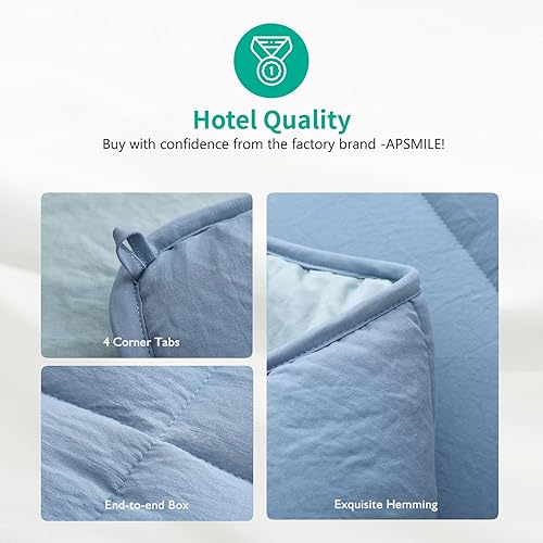 Miniatura 7 de APSMILE Relleno de edredón alternativo de plumón  Edredón de cama matrimonial Queen para todas las estaciones  Edredón reversible acolchado mixto de