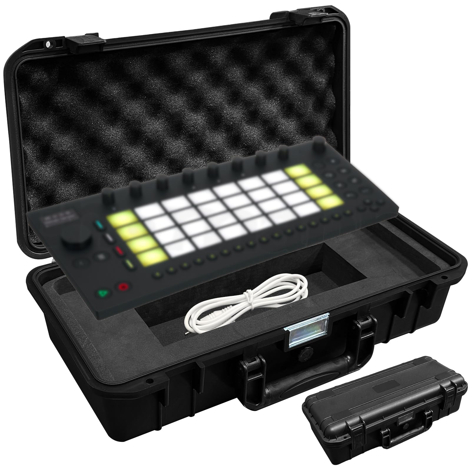 Hard Shell MIDI Controller Case for Ableton Move, Hard Shell Carrying Storage Case Equipped with Comfort Handle with Customizable Foam