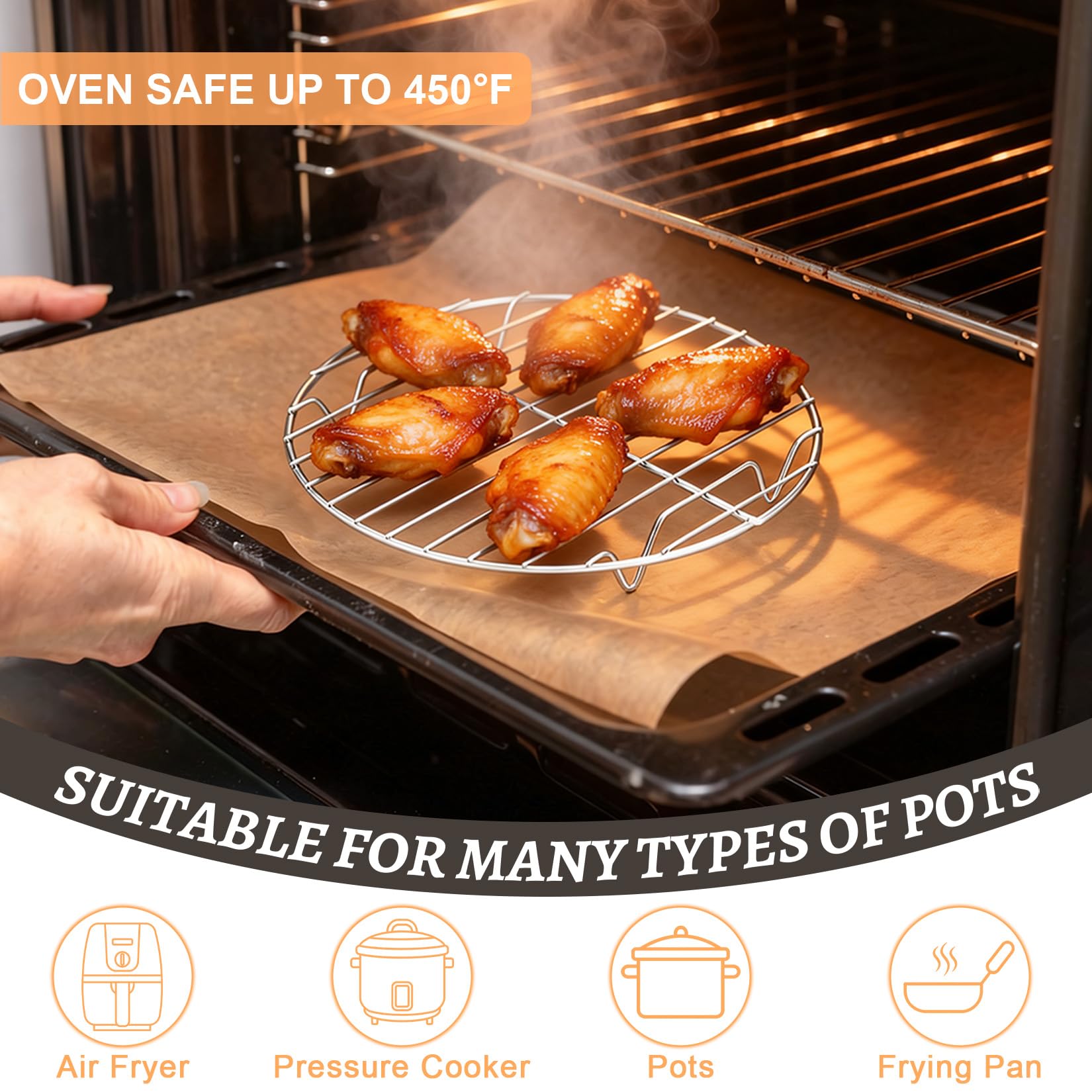 P&P CHEF Round Cooling Rack - Stainless Steel -6