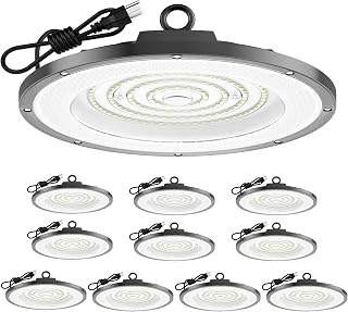AIKVSXER 10 Pack 200W UFO LED High Bay Light, 30000LM 6000K LED Shop Light | IP65 Waterproof Warehouse Light with Plug and Hook for Garage Workshop Factory Commercial Lighting