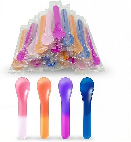 Paquete de 28 cucharas de helado que cambian de color, cucharas de plástico resistentes a la rotura de 5.15 pulgadas, envueltas individualmente,